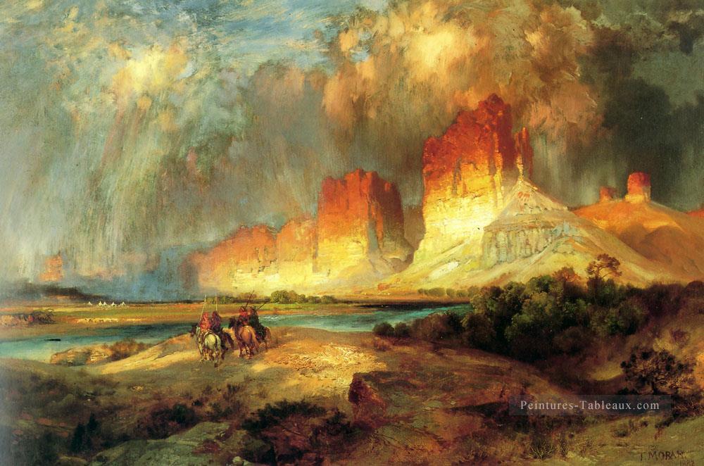 Falaises de l’Upper Colorado River paysage Thomas Moran Peintures à l'huile